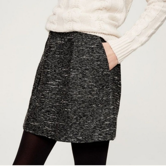 Ann Taylor Loft Black White Tweed with Metallic Thread Above Knee Skirt Size 2 - Picture 1 of 14